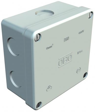 Junction box, B 60 M, without thread 83x83x47 | 7 | IP54 | 7 break-out entries Ø 20.5 mm (M 20), with 4 cable entries EDVS 20 for cable diameters 7.5–15 mm | Light grey; RAL 7035