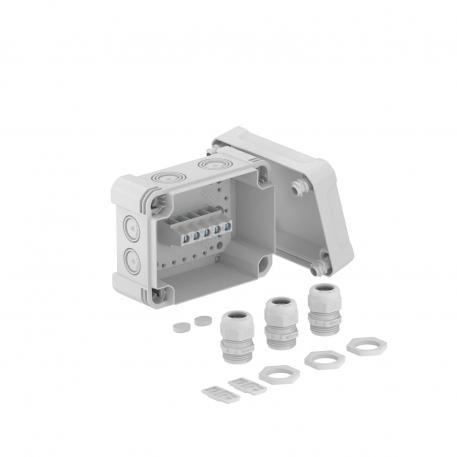Junction box X 06 with cable glands and terminal strip 137x105x68 | 8 | IP67 | Light grey; RAL 7035