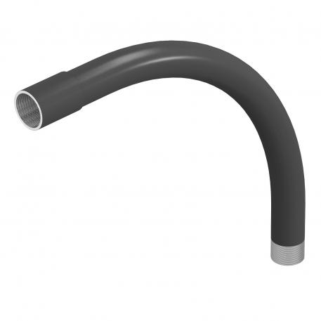 Black powder-coated steel bend, with thread