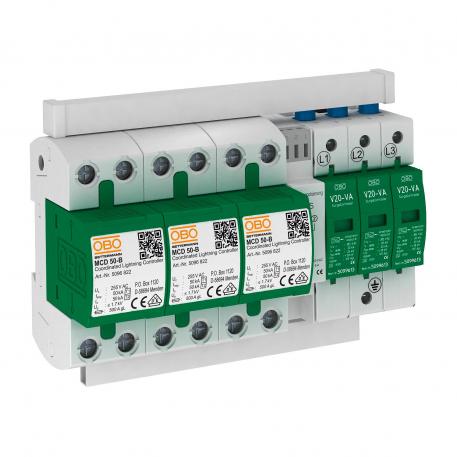 Protection set MCD + V20, leakage current-free, 3-pole with remote signalling 3 | 255 | IP20