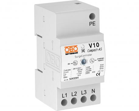 Surge arrester V10 Compact with audible signalling 255 V 3+N/PE | 255 | IP20