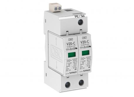 Surge arrester, 2-pole with remote signalling 280 V 2 | 280 | IP20