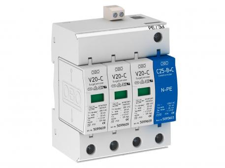 Surge arrester, 3-pole + NPE with remote signalling 280 V 3+N/PE | 280 | IP20