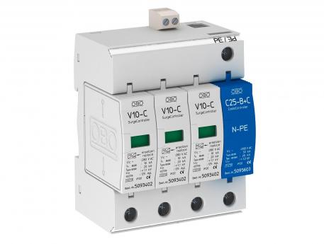 Surge arrester V10 3-pole + NPE with remote signalling 280 V 3+N/PE | 280 | IP20