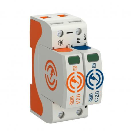 Surge arrester V20, 1-pole + NPE, 385 V 1+N/PE | 385 | IP20