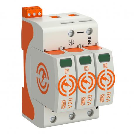 Surge arrester V20, 3-pole with remote signalling, 550 V 3 | 550 | IP20