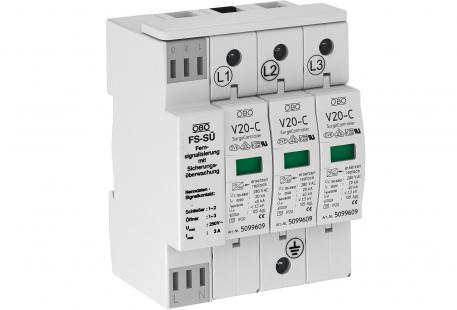 Surge arrester, 3-pole with fuse monitoring 280 V 3 | 280 | IP20