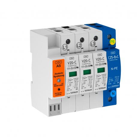 Surge arrester, 3-pole + NPE with audible signalling 280 V 3+N/PE | 280 | IP20