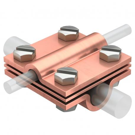 Cross-connector with intermediate plate for Rd 8−10 x Rd 16 Cu