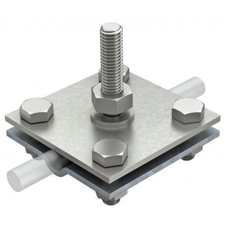 Cross-connector for flat conductors and round cables with threaded bolt M10x45
