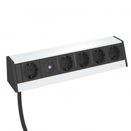 Deskbox DB, without fastening material, 1+4 switched sockets Housing, silver anodised