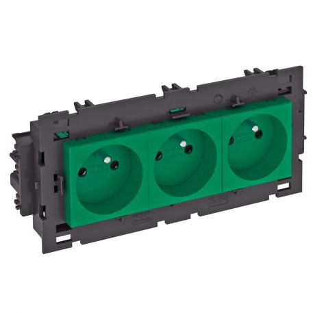 0° socket, Connect 80, with earthing pin, triple 3 | Triple 0° | Mint green; RAL 6029