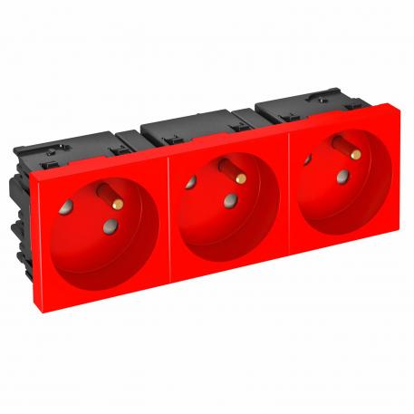 33° socket, Connect 45, with earthing pin, triple, signal red 3 | Triple 33° | Signal red; RAL 3001