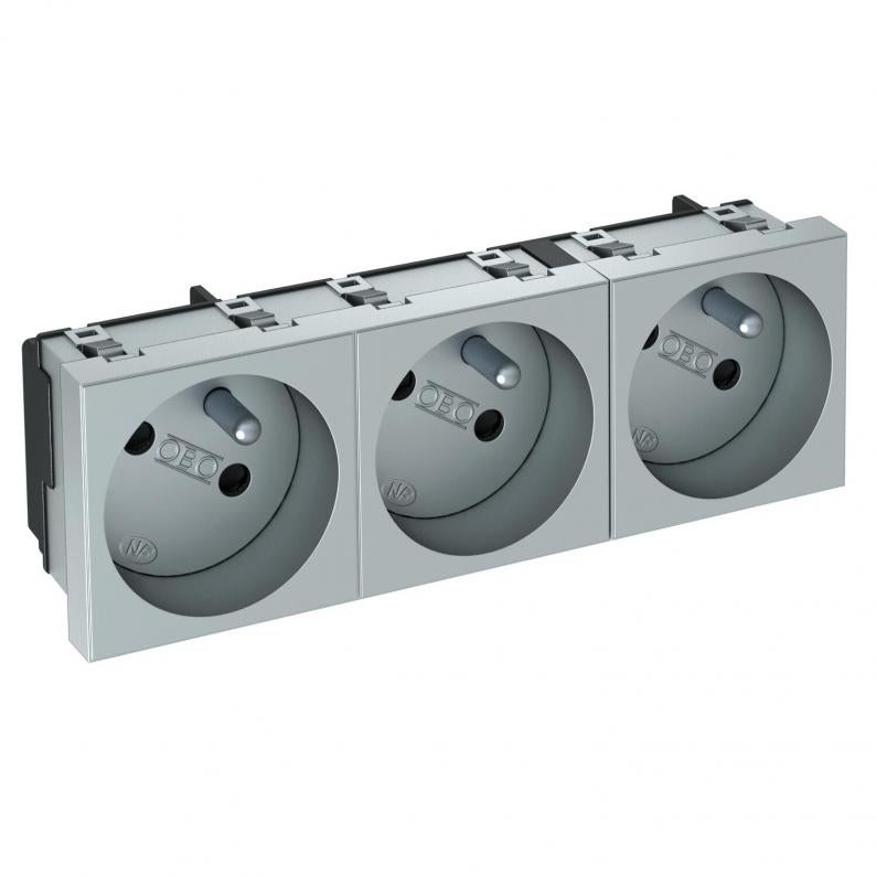 33° socket, with earthing pin, triple